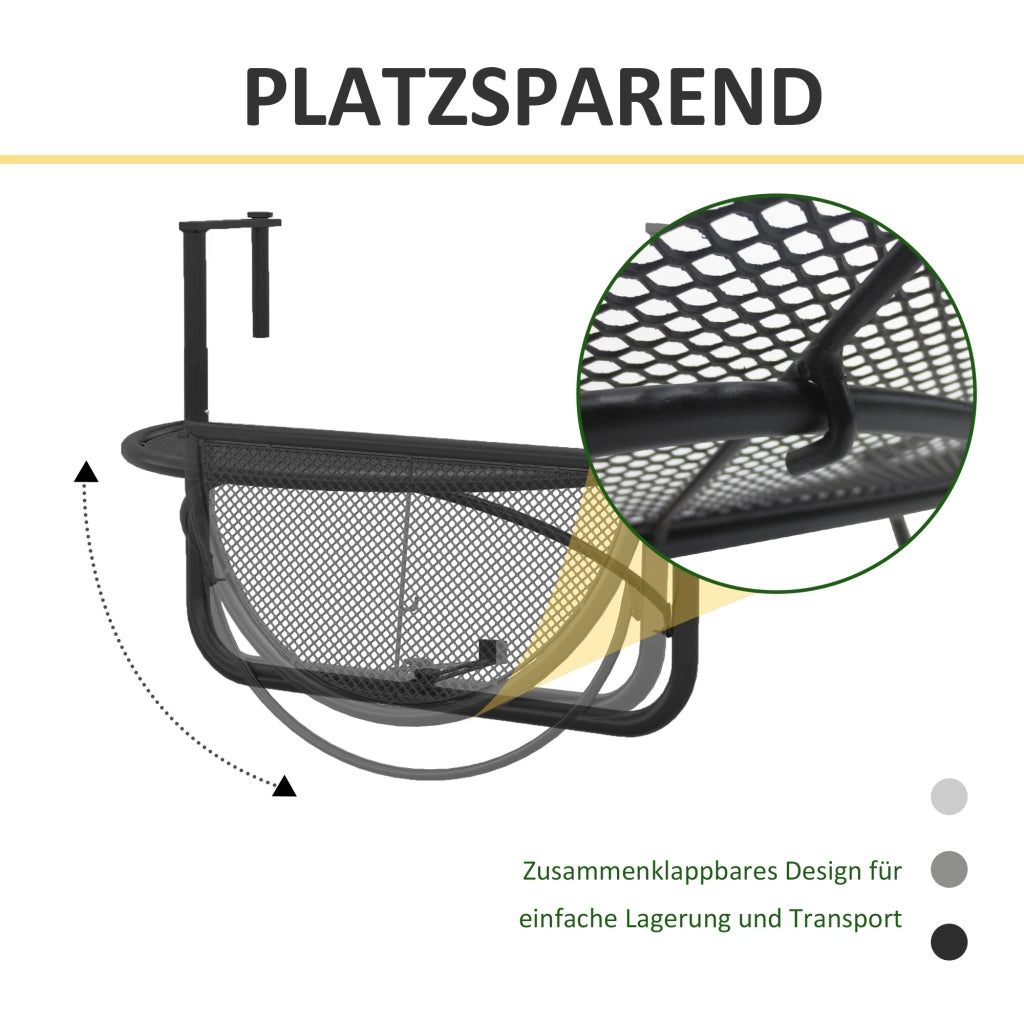 Tavolino da Balcone Pieghevole Semicircolare ¨C MINIMAL ¨C Metallo, Regolabile in Altezza, ?30cm