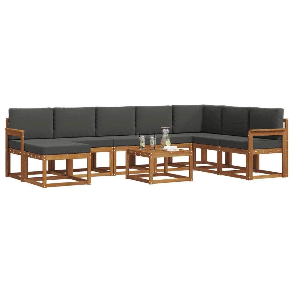 Set di divani da esterno con cuscino 9 pcs Naturale e Antracite 3366840