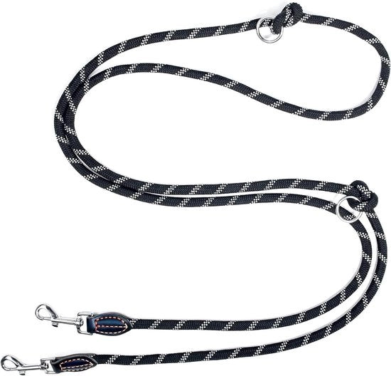Cinturino per cani flessibile 5 m x 10 mm - 208 g - Multifunzionale - Doppio cinturino - Cinturino pesante - Nero