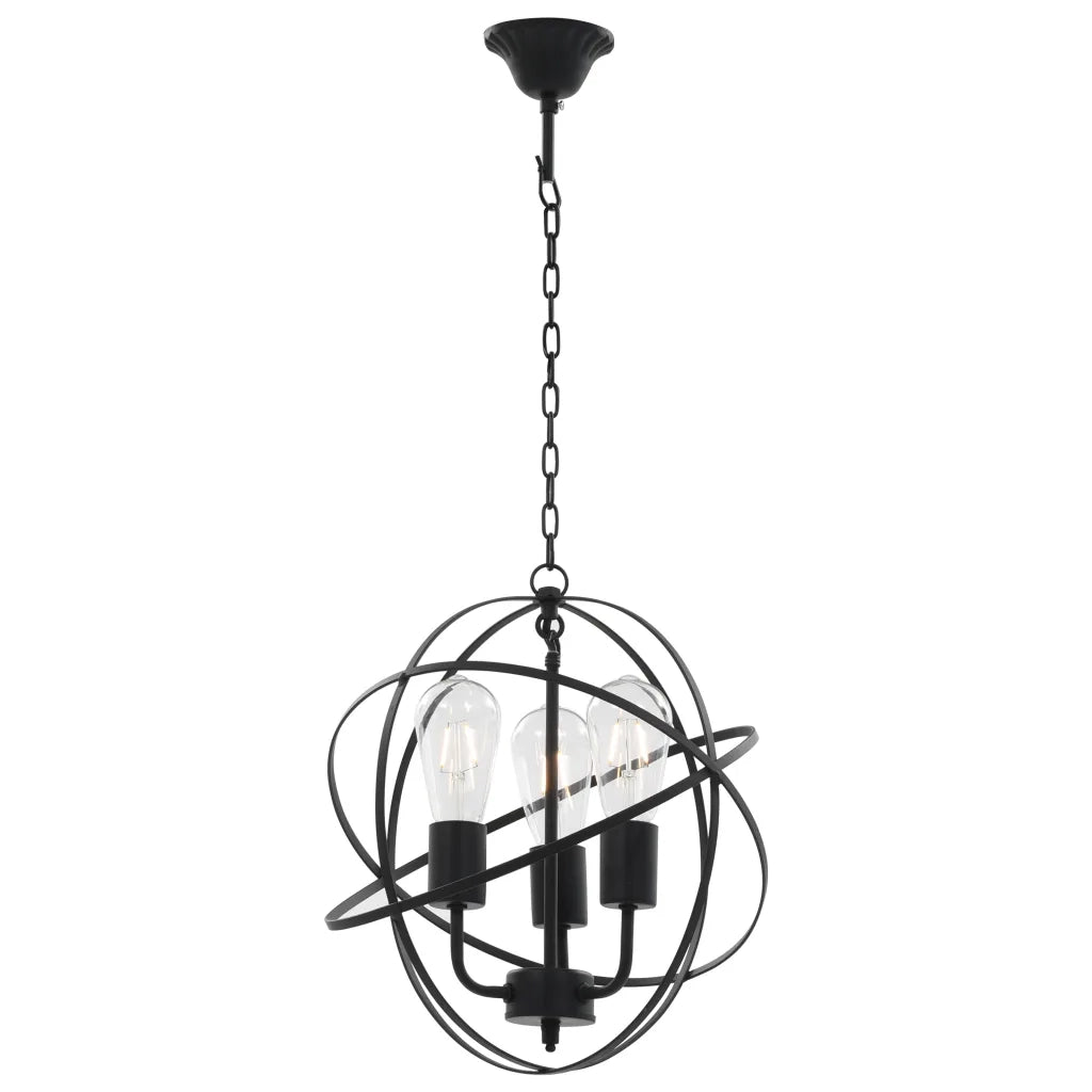 Lampada a sospensione dal design classico per sala da pranzo 35 cm 3 lampadine E27 metallo nero 02_0046432