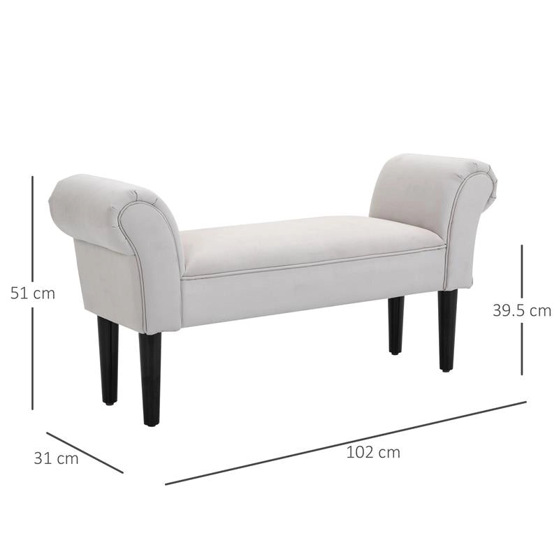 PANCA FONDO LETTO IMBOTTITA DESIGN CON BRACCIOLI ARROTOLATI GRIGIO
