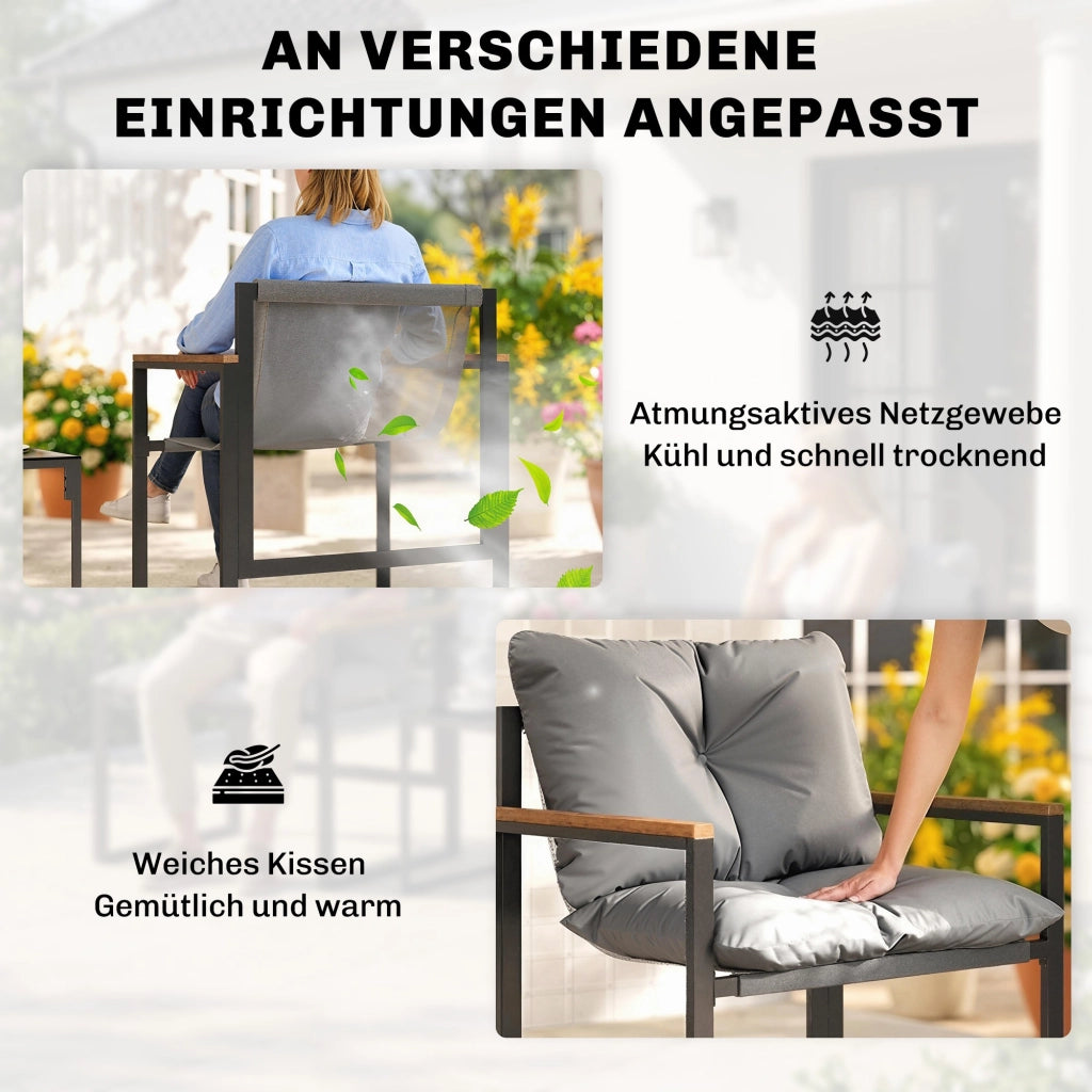 Set Bistrot 2 Posti ¨C zephmum ¨C Grigio, Polipropilene, Metallo