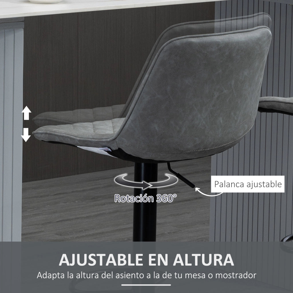 Set di 2 sgabelli da bar girevoli altezza regolabile ¨C zephmum ¨C grigio similpelle 86-106 cm