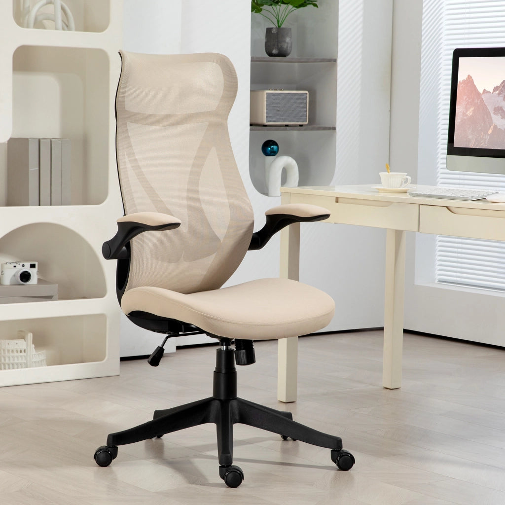 Sedia da Ufficio ¨C Zephmum ¨C Beige, Tessuto, Braccioli Ribaltabili