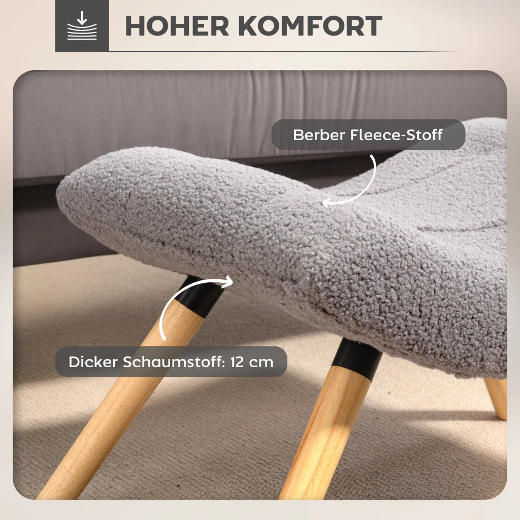 Pouf Moderno Imbottito con Rivestimento Morbido e Gambe in Legno ¨C Zephmum ¨C Grigio Chiaro 40x40x45
