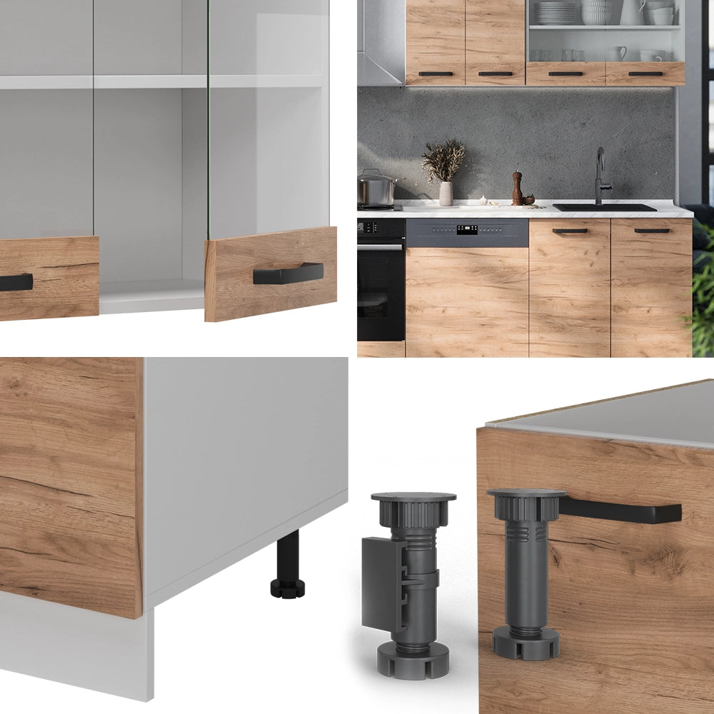 Cucina componibile R-Line Rovere dorato/Bianco 300 cm PL Marmo Vicco