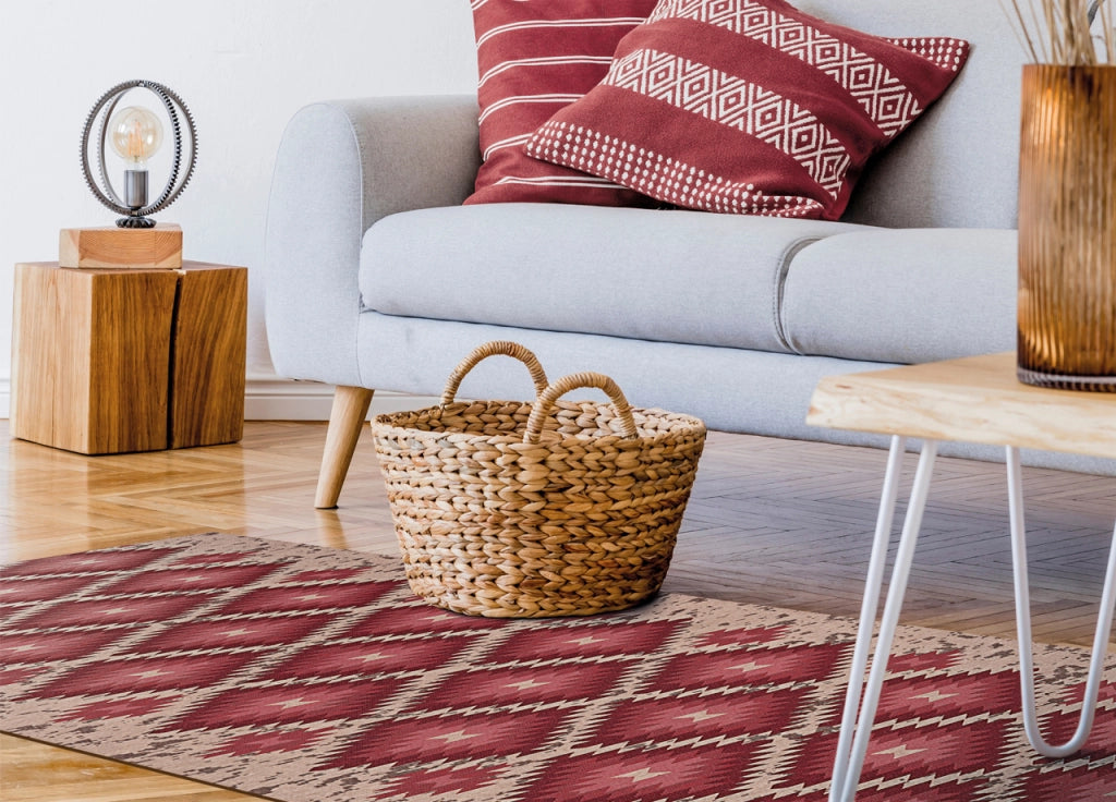 Tappeto Passatoia In Tessuto Jacquard Linea Emozioni Disegno Oasi Rosso - 57x230 - Rosso
