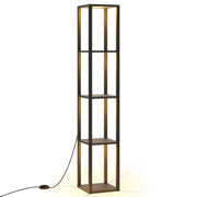 Lampada da terra con ripiani 29 x 29 x 165 cm luce regolabile 3 livelli salvaspazio design moderno in MDF nero 20_0012285