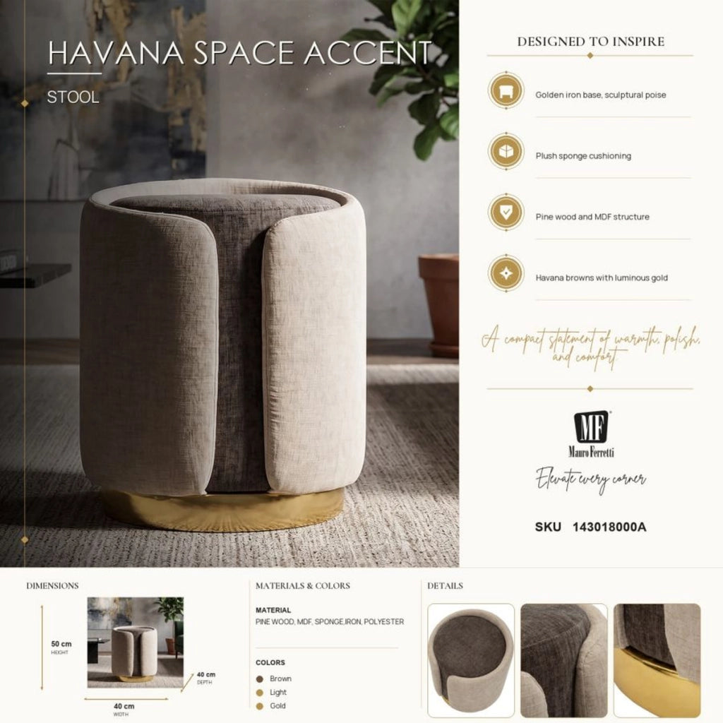 Pouf bicolore con base oro