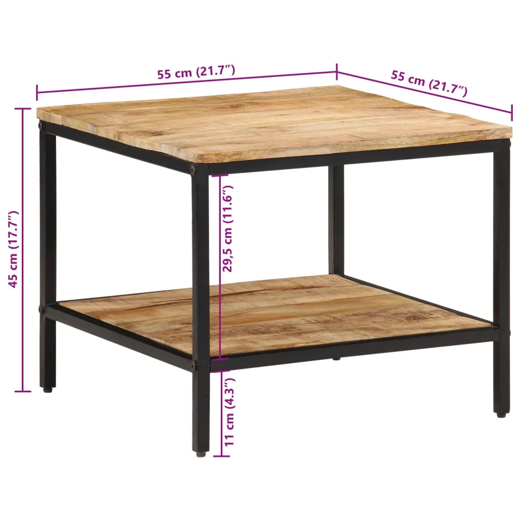 vidaXL Tavolino da Salotto 55x55x45 cm Legno Massello di Mango Grezzo