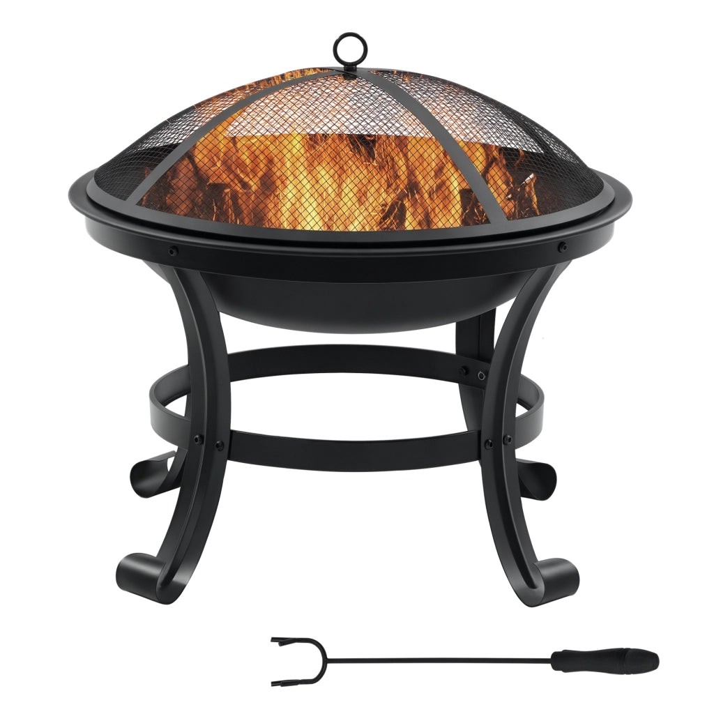Brasero Foyer Esterno Rotondo con Parascintille ¨C zephmum ¨C Nero 55x55x50 cm