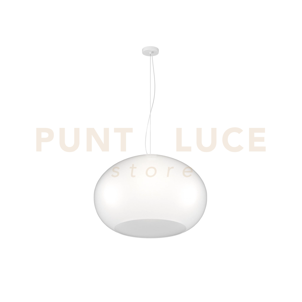 CASPER SOSPENSIONE 55 CM 1 LUCE ATTACCO E27 MONTATURA BIANCA VETRO BIANCO OPALE SATINATO