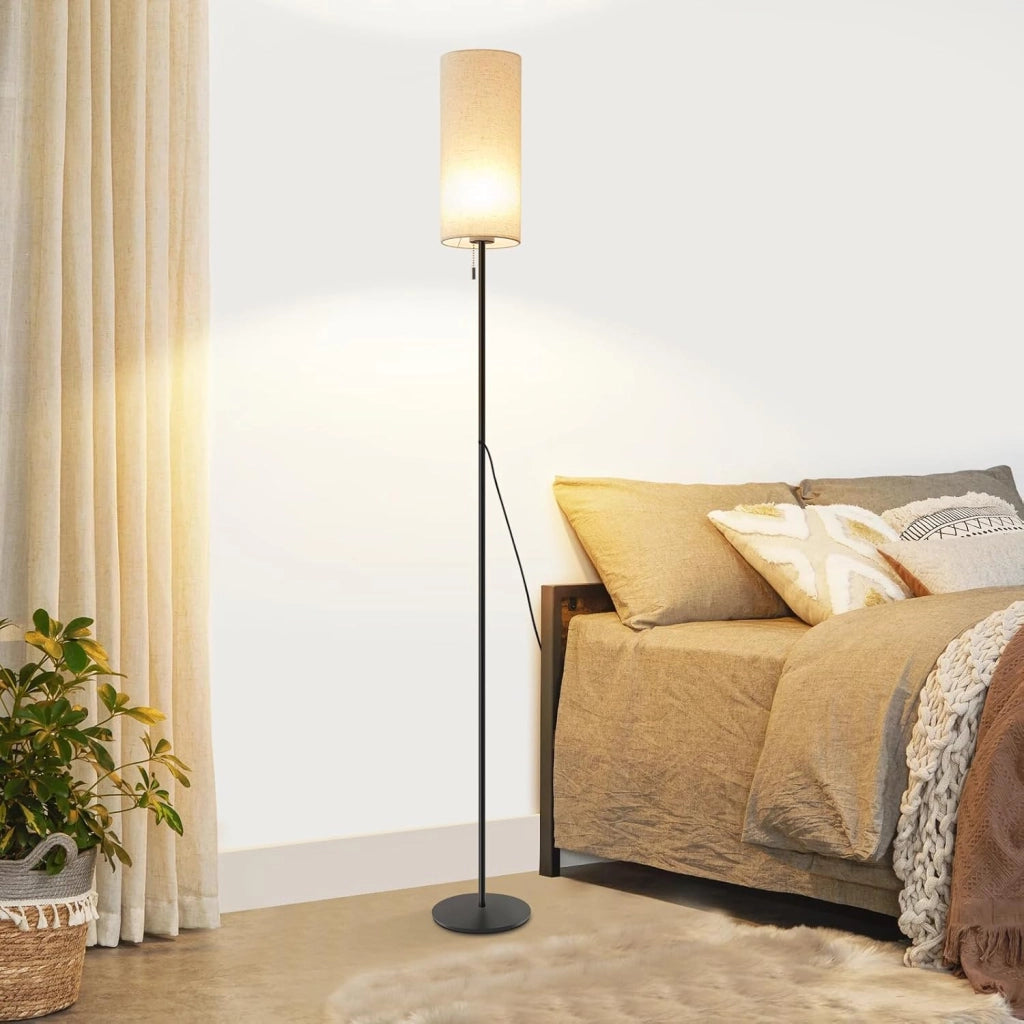 ZMH Lampada da terra LED retrò paralume tessuto dimmerabile interruttore cavo per soggiorno