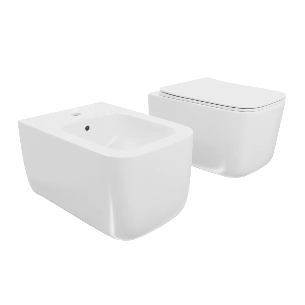 Coppia di sanitari sospesi vaso tornado e bidet bianco lucido | Lubiana