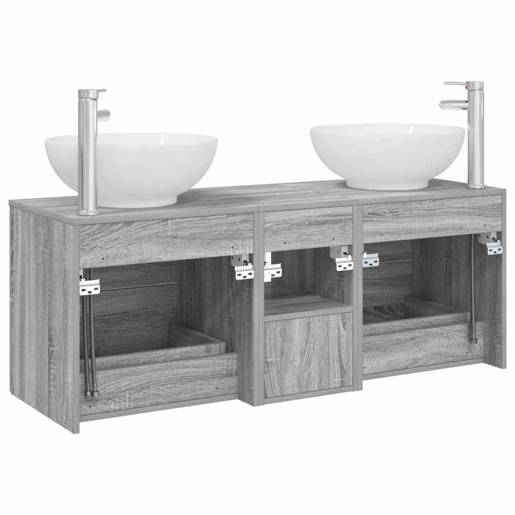 Set di mobili per il bagno 3 pz Sonoma grigio 3405904