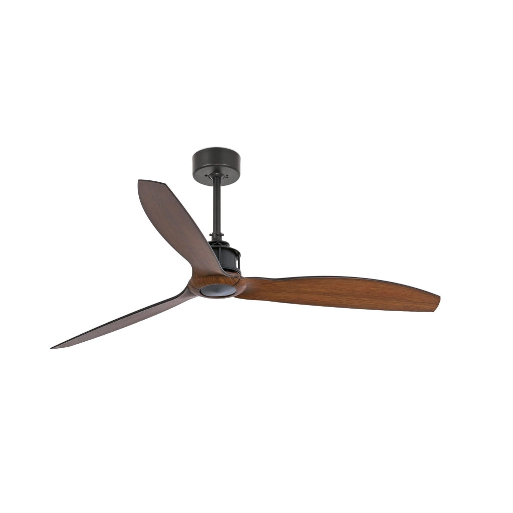 FARO Ventilatore a soffitto Just Fan M Ø1280 in Acciaio Nero Opaco pale finitura noce motore DC 6 velocita funzione inversa per soffitti inclinati compatibile TUYA FARO-33395WT