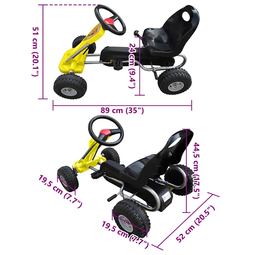 Go Kart Cavalcabile a Pedali Giallo