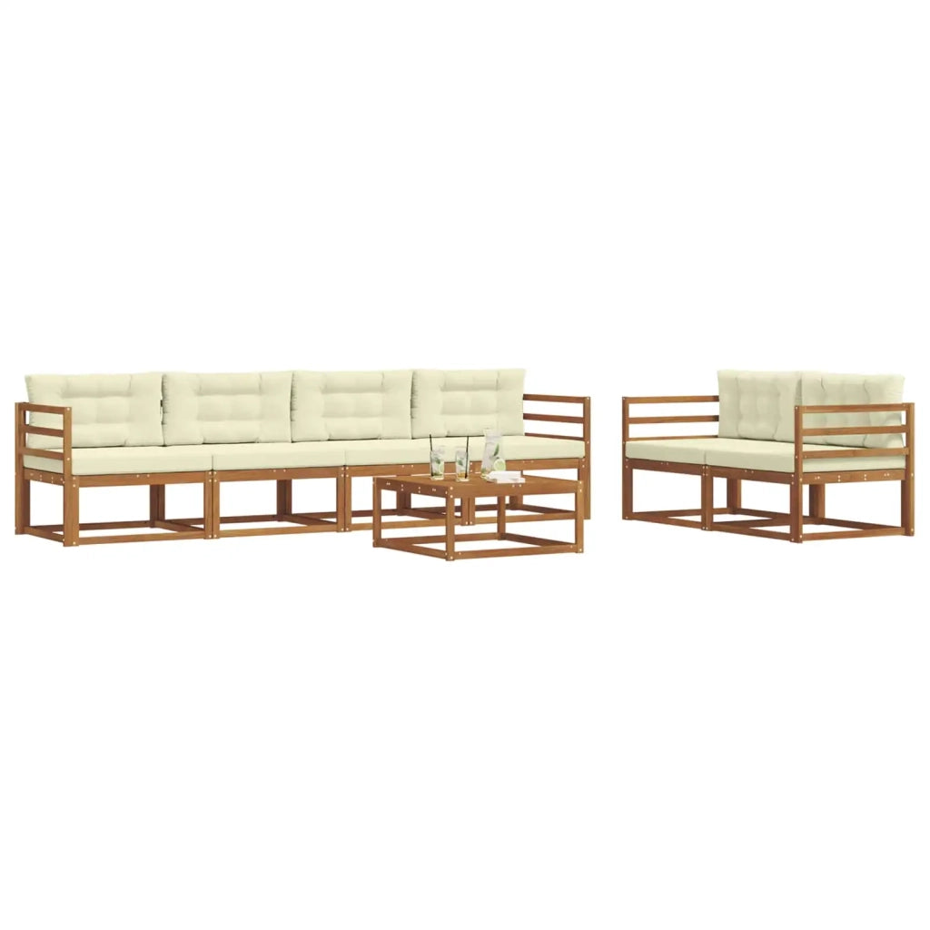 Set di divani da esterno con cuscino 7 pcs Naturale e Crema 3367213