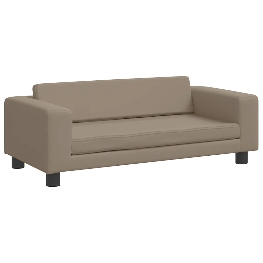 Divano Bambini Poggiapiedi-Sofa-Divanetto Bambini Cappuccino 100x50x30 cm Similpelle