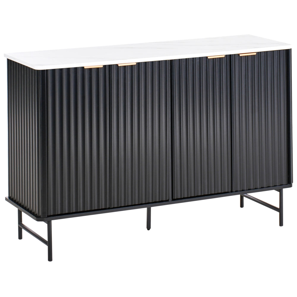 Credenza moderna soggiorno camera da letto con 4 ante in MDF effetto marmo nero camera da letto vintage classico