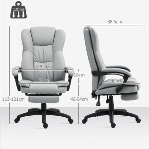 SEDIA UFFICIO Massaggiante con poggiapiedi 68,5x68,5x113-121 cm Grigio chiaro