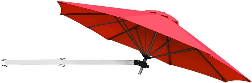 Ombrellone da Parete 247 cm, Ombrellone da Muro per Giardino con Angolo Regolabile, Parasole Esterno Pieghevole Anti UV, per Giardino, Balcone e Cortile (Rosso)
