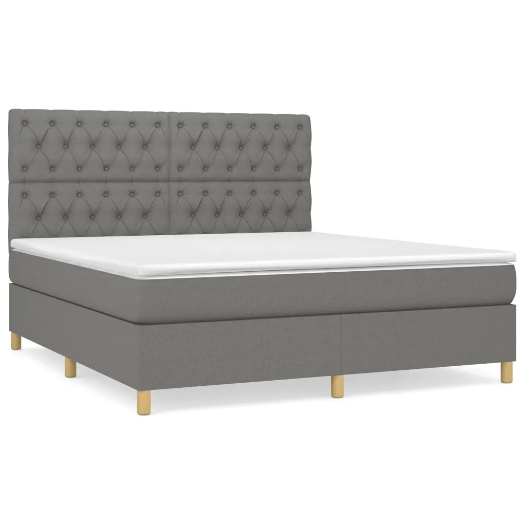 Giroletto a Molle con Materasso Grigio Scuro 160x200 cm Tessuto cod mxl 43156