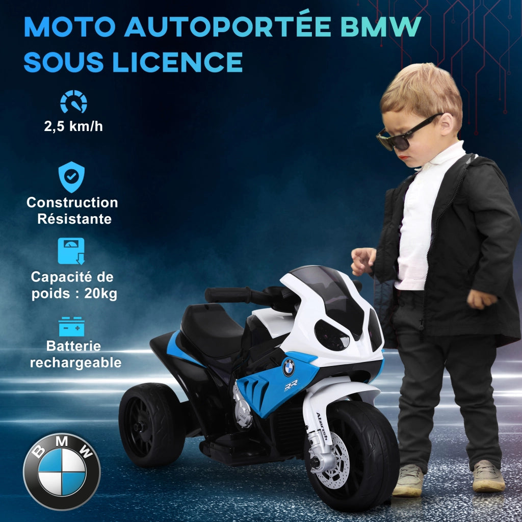 Moto Elettrica per Bambini 3 Ruote 6V ¨C Minimal ¨C Blu, Effetti Luminosi e Sonori, 20 kg