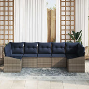 Set Divano da Giardino 7 pcs Grigio e Blu Navy polyrattan 3355544