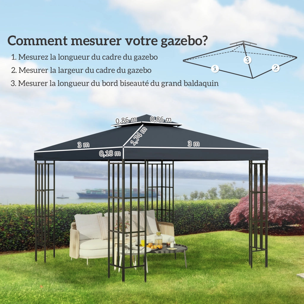 Tenda da giardino 3x3 m ¨C zephmum ¨C grigio scuro 180 g/m2