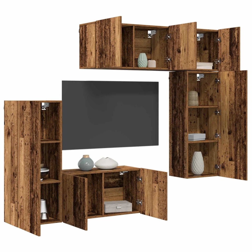 Unit¨¤ TV da Parete 5 pz | Armadietto TV | Mobile Porta TV Legno vecchio Legno multistrato