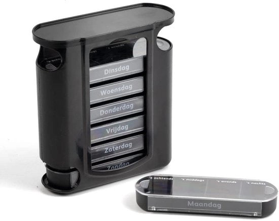 Pillenbox per 7 Giorni - 4 Comparti al Giorno - Cassa per Medicinali - Scatole Rimovibili - Organizzata - Sostegno Solido - Cassa per Pilli