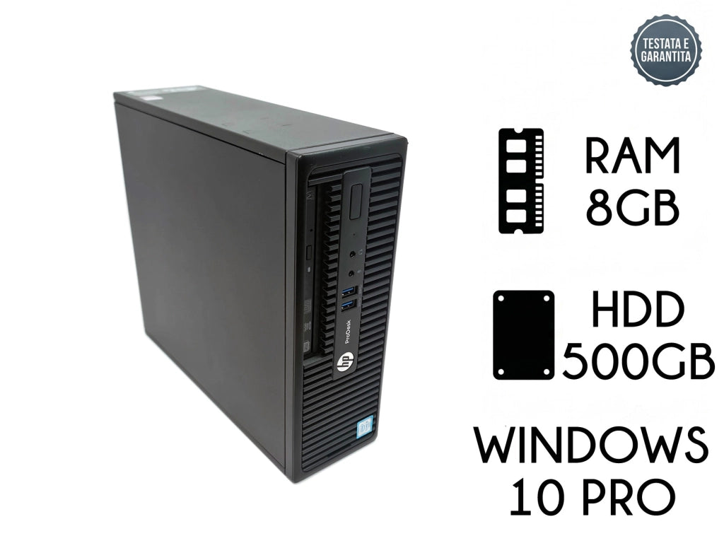 PC Desktop Barebone HP ProDesk 400 G3 Processore Intel Core I5 6500 8GB di Ram HDD Meccanico da 500Gb e Windows 10 Professional - Ricondizionato
