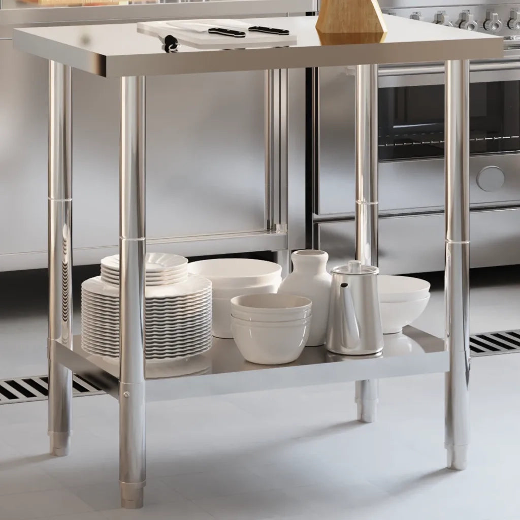Tavolo da Lavoro da Cucina 82,5x55x85cm in Acciaio Inossidabile CFW3710399