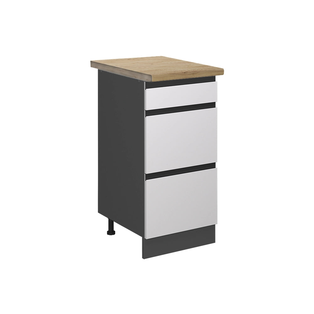 Vicco Mobiletto base per cucina Bianco 40 cm con cassetti, PL Rovere
