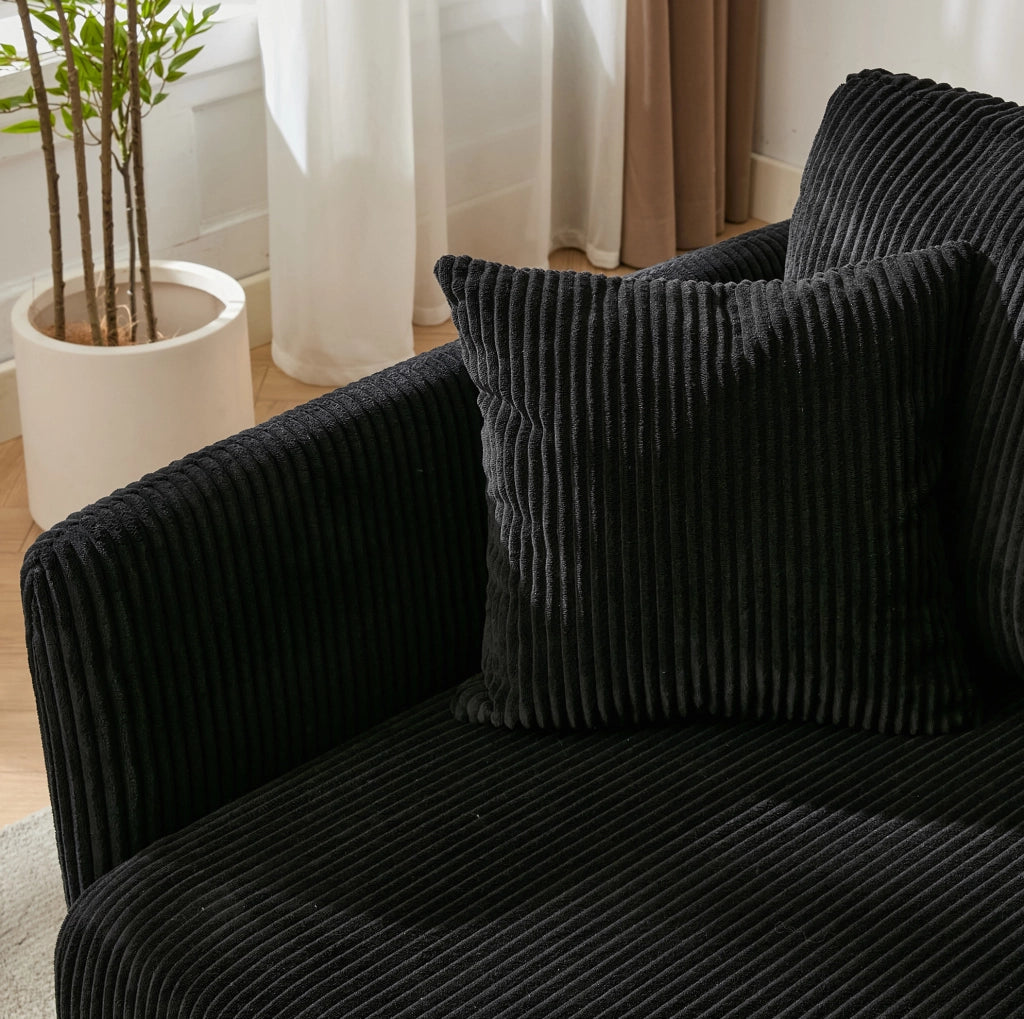 DIVANO LETTO Convertibile 182x88x84 cm Velluto a coste Nero