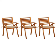 Sedie da Pranzo da Giardino con Cuscini 3 pz Massello di Acacia cod mxl 7061
