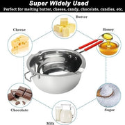 Smaltino per candele 1200ml - smaltino per cioccolato 304 acciaio inossidabile - acquaio di riscaldamento di alta qualità per smaltino, per cioccolato zucchero burro formaggio karamel candele, con impugnatura termoresistente