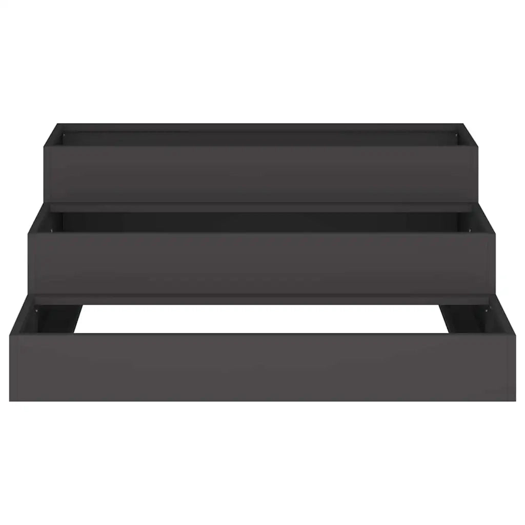 Fioriera da giardino moderna per esterni 90 x 90 x 35 cm resistente ed esteticamente gradevole realizzata in acciaio laminato a freddo nero 02_0052048