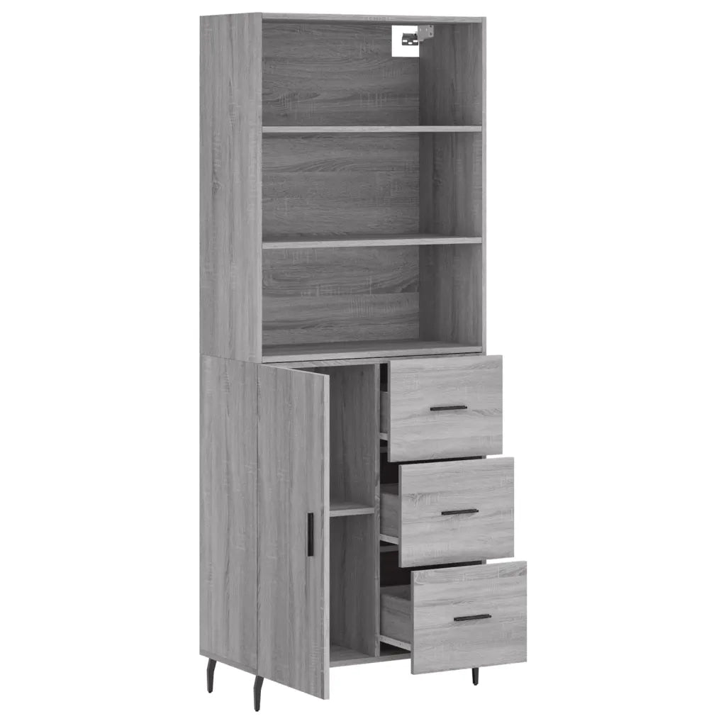 Credenza Grigio Sonoma 69,5x34x180 cm in Legno Multistrato 3189467