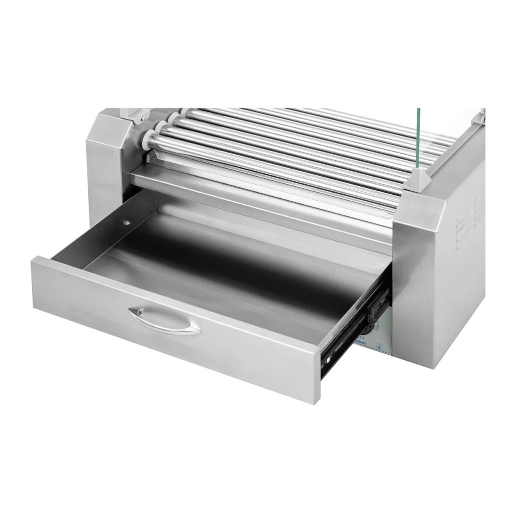 Griglia per salsicce con 7 rulli 12 salsicce cassetto scaldavivande 1765 watt acciaio inox 14_0001920