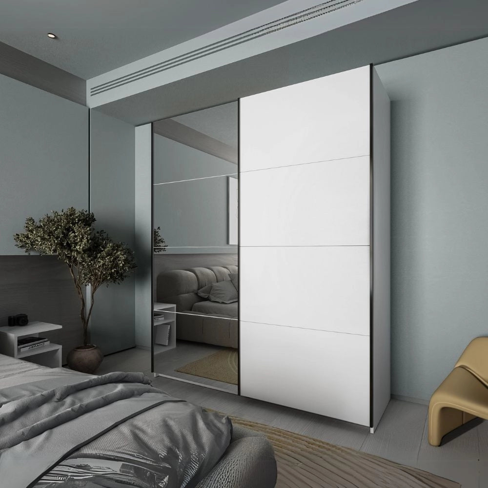 Armadio 2 ante scorrevoli bianco con specchio Zegna 170x59.2x205H