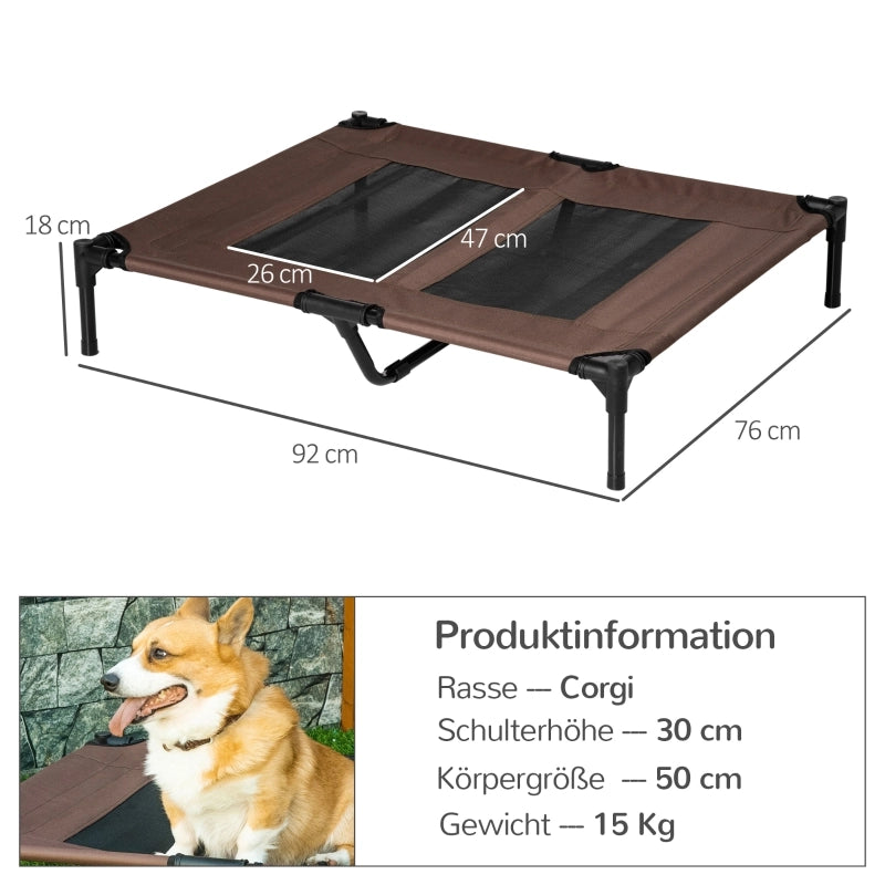 CUCCIA PER CANI Rialzata 92x76x18 cm Metallo Marrone