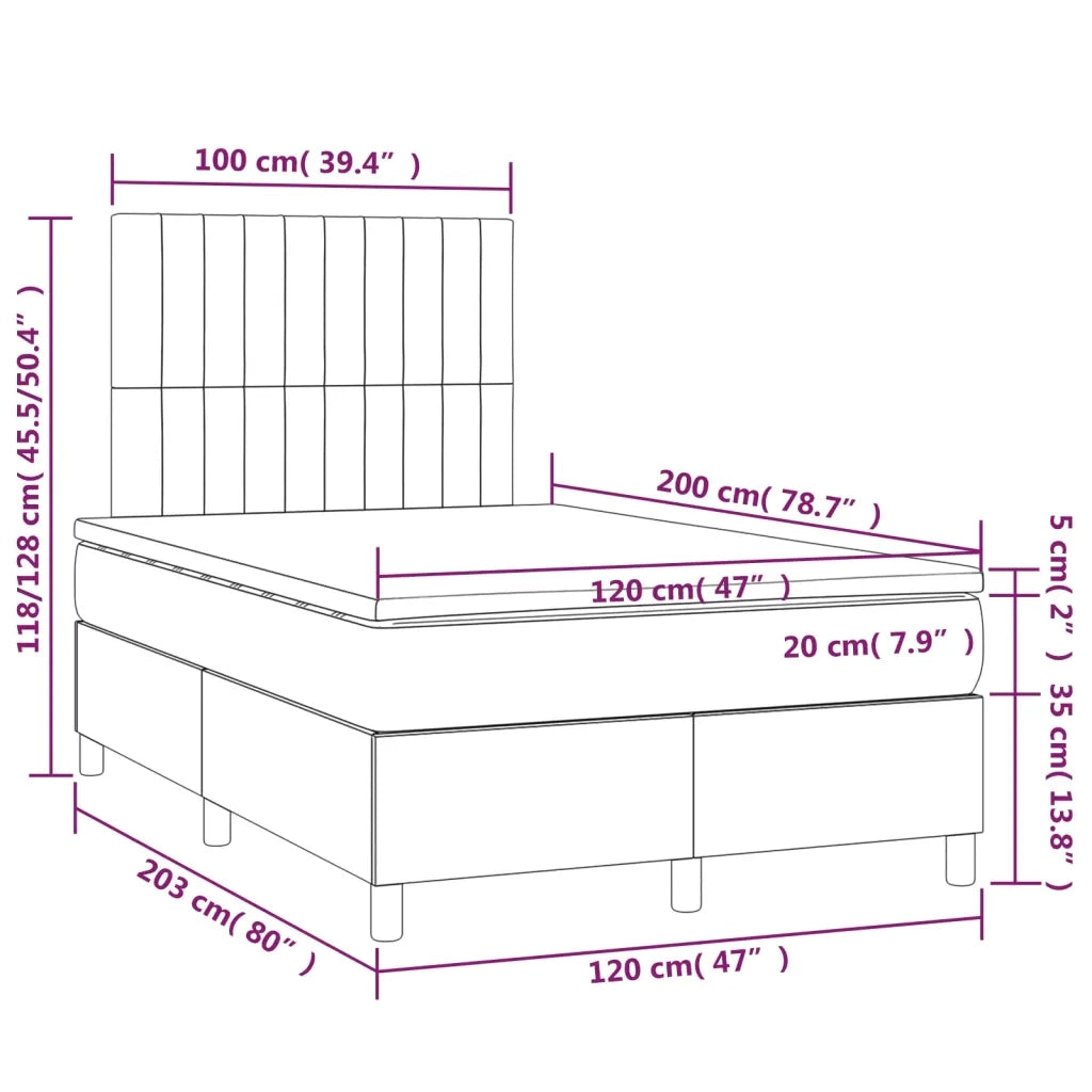 Letto a Molle con Materasso e LED Blu 120x200cm in Tessuto 3135587