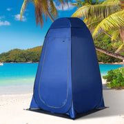 Tenda pop-up per doccia e spogliatoio da campeggio in poliestere blu con finestra mesh e borsa 126 × 124 × 189 cm