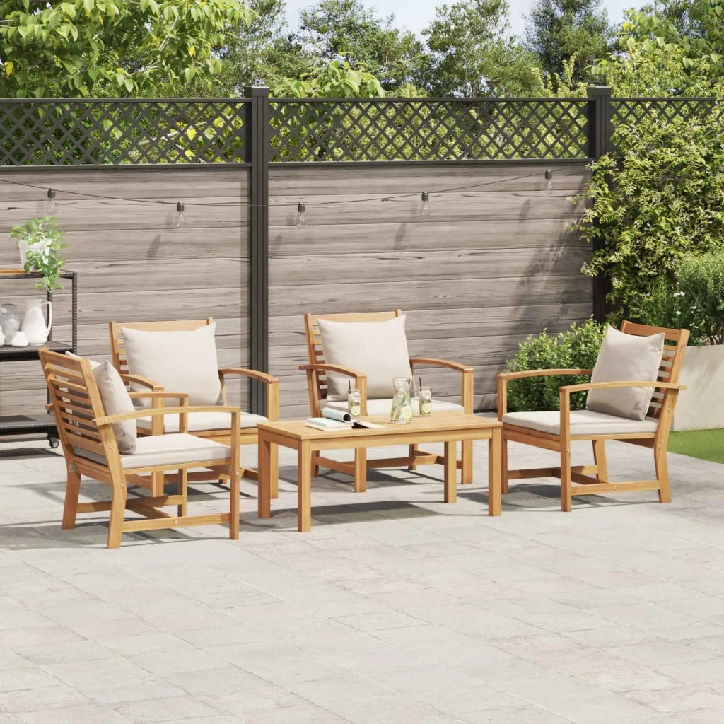 Set Divano da Giardino 5 pcs Naturale Legno di teak solido 3356862
