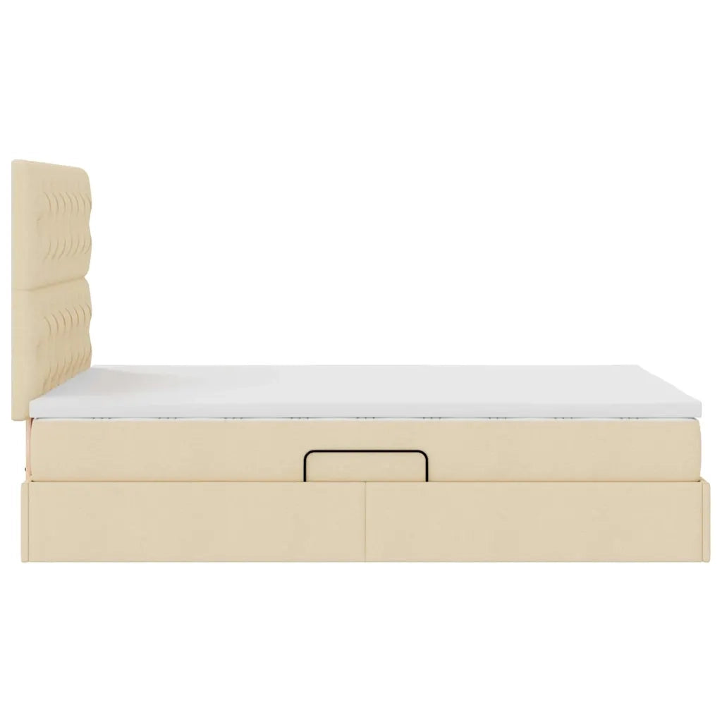 Letto con contenitore e materasso Crema 120 x 190 cm Tessuto 3371833