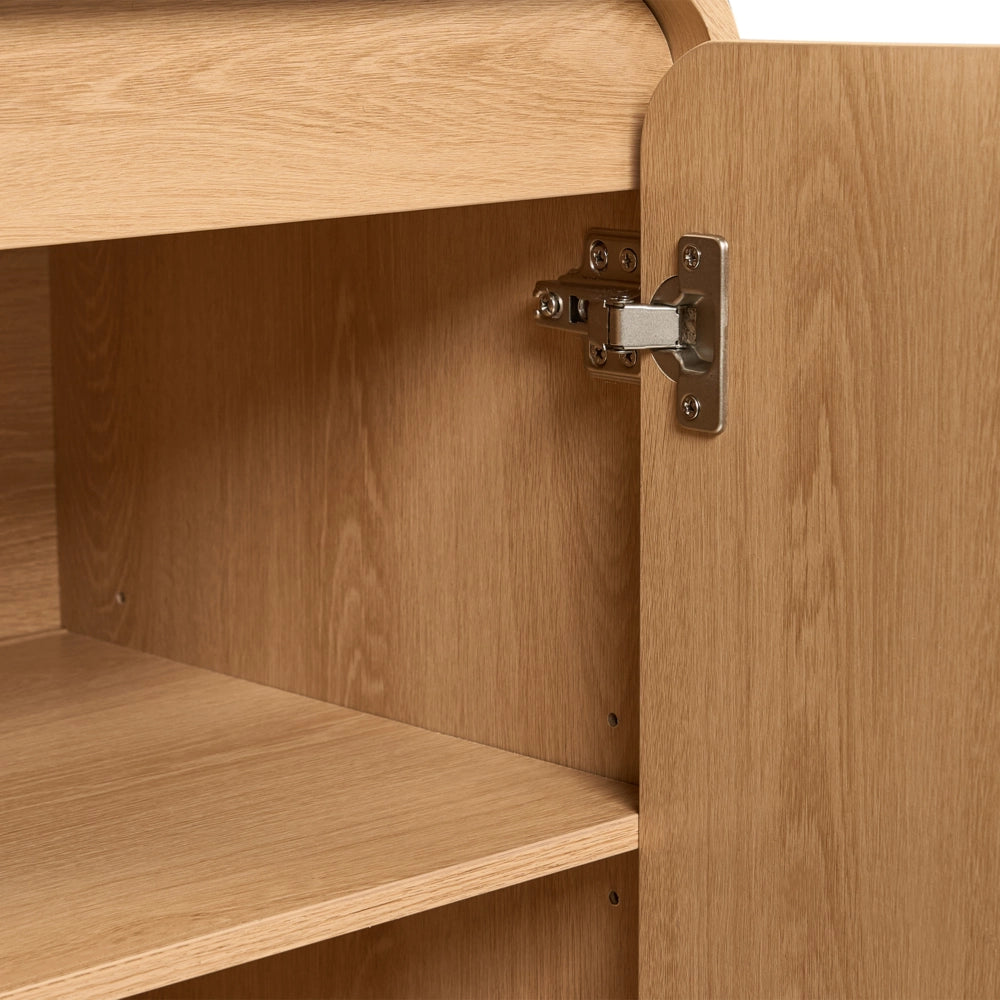 Credenza a 4 ante, marrone chiaro, pannelli in truciolato con rivestimento in carta, per soggiorno