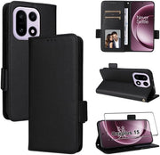 Coprioggetto shockresistente - Oneplus 15 5G - coprioggetto premium a vetrino - contenitore per carte - chiusura magnetica - nero - vetro resistente - Copritelefono