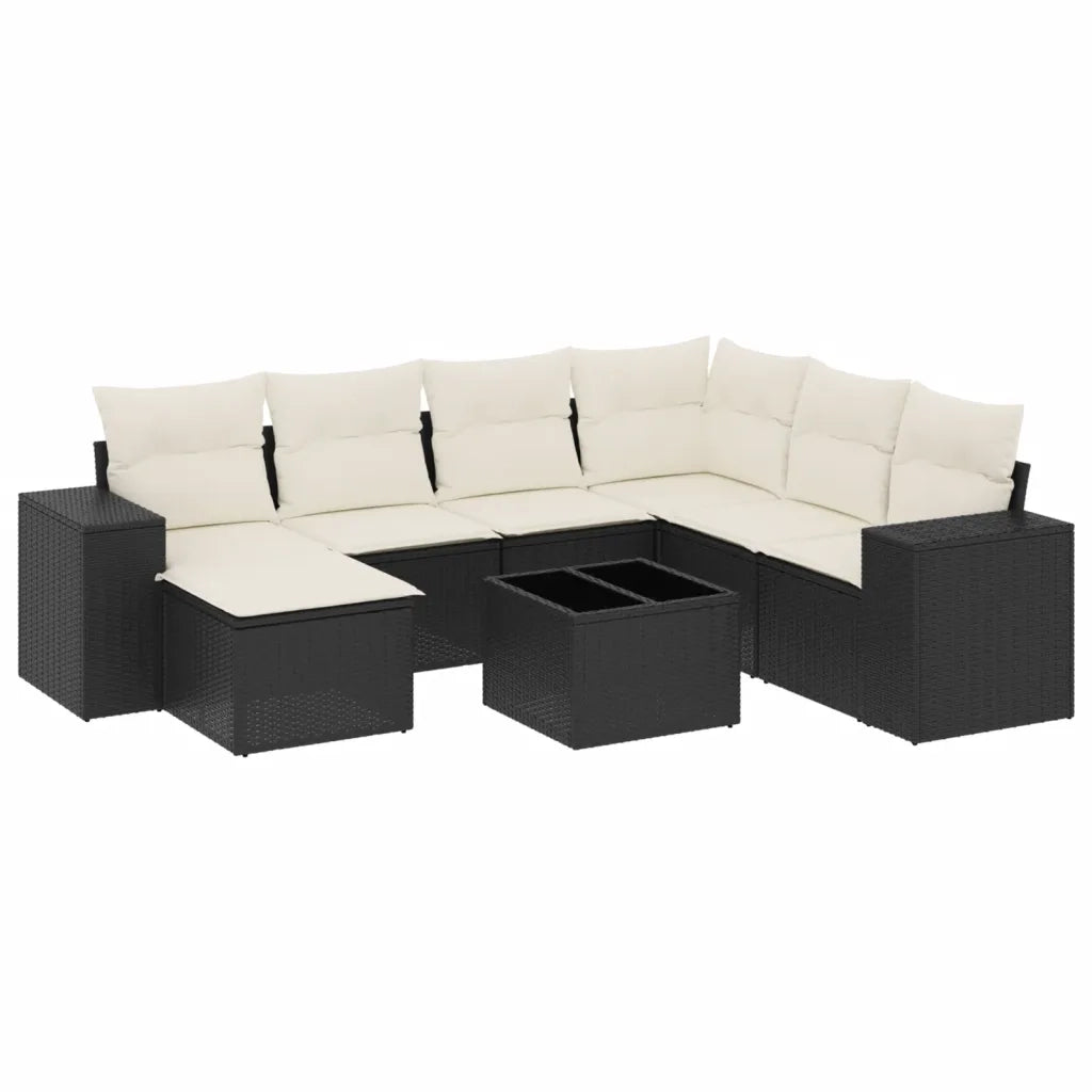 Set Divani da Giardino con Cuscini 8 pz Nero in Polyrattan 3222905